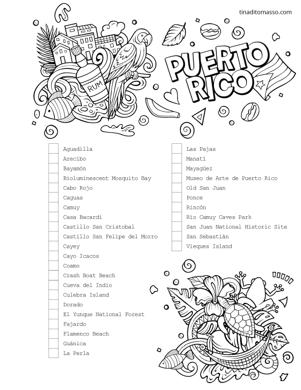 Bullet Journal Coloring Page-Puerto Rico