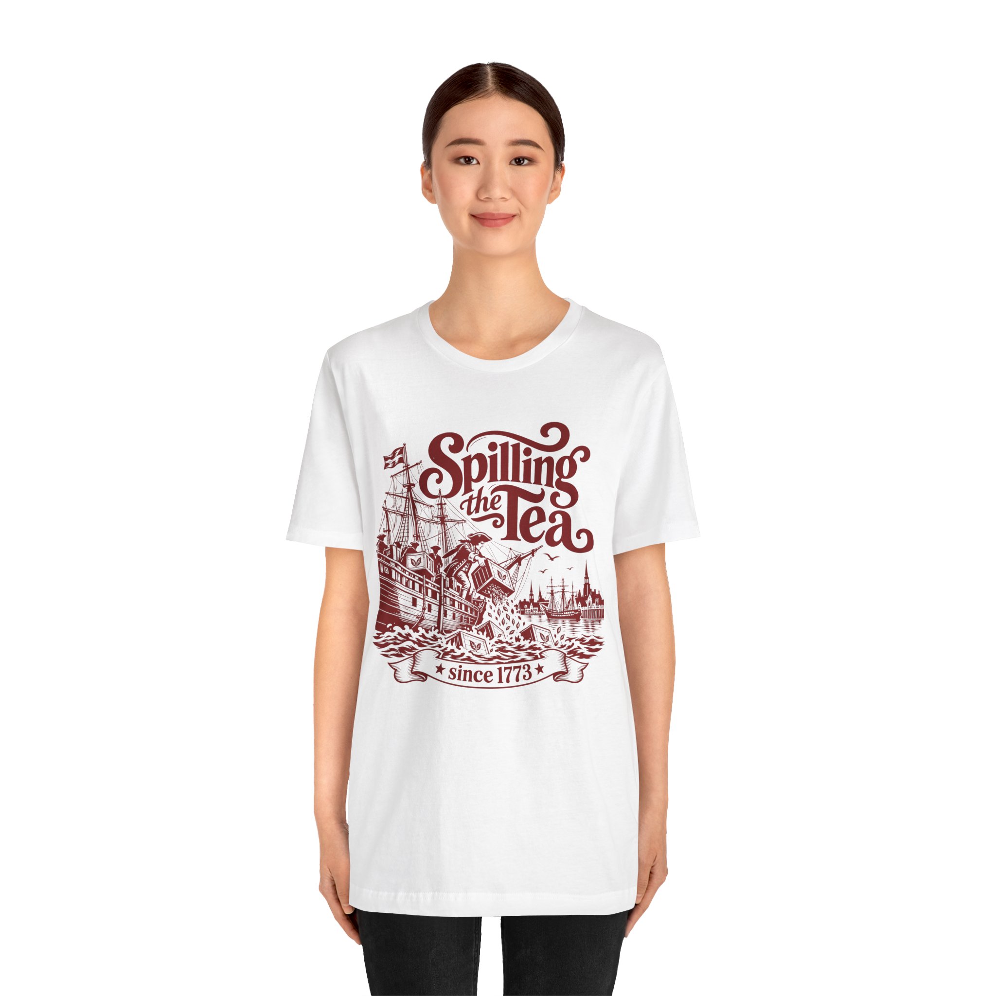 Spilling the Tea Since 1773 History-Inspired Tea Lover T-Shirt - Image 4