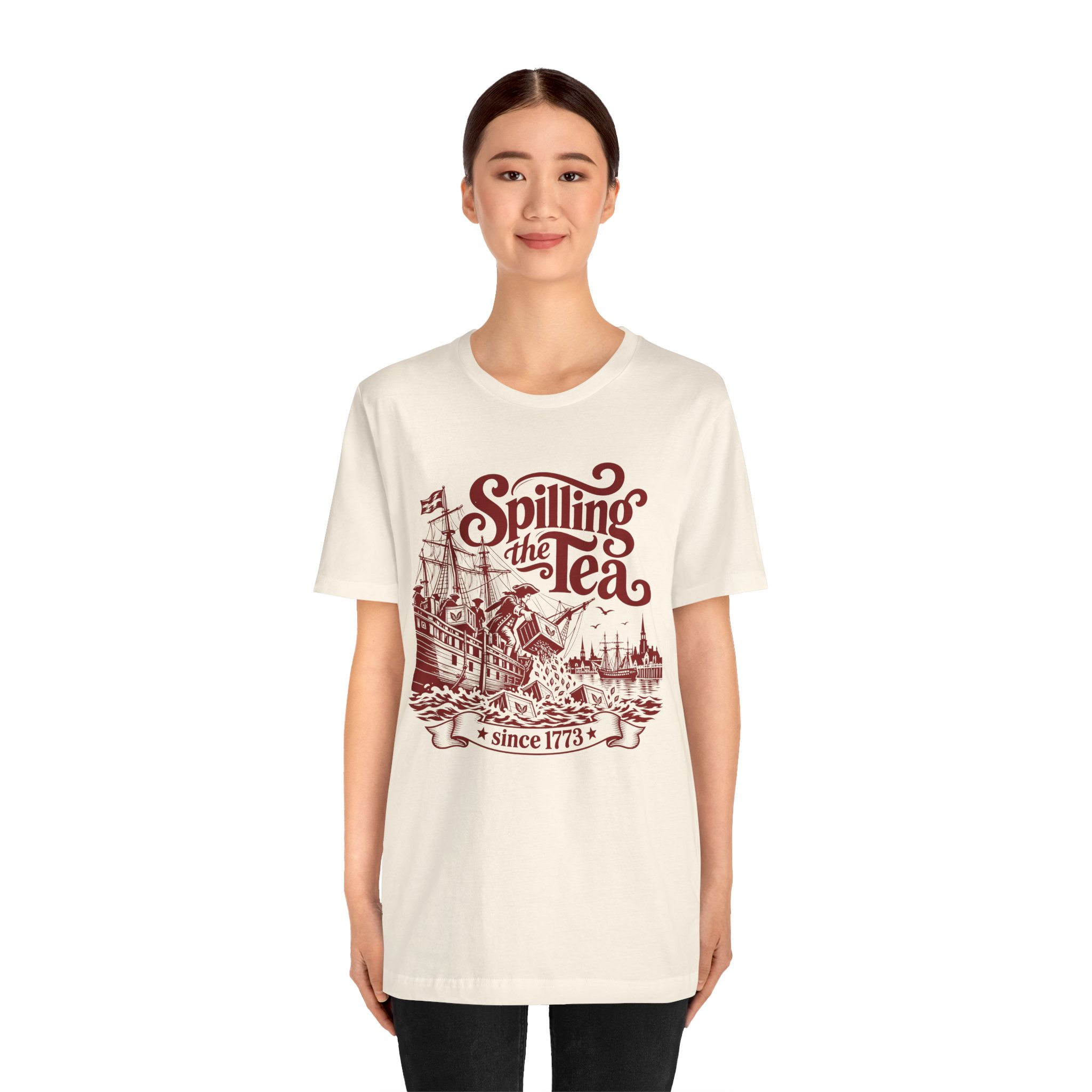 Spilling the Tea Since 1773 History-Inspired Tea Lover T-Shirt - Image 9